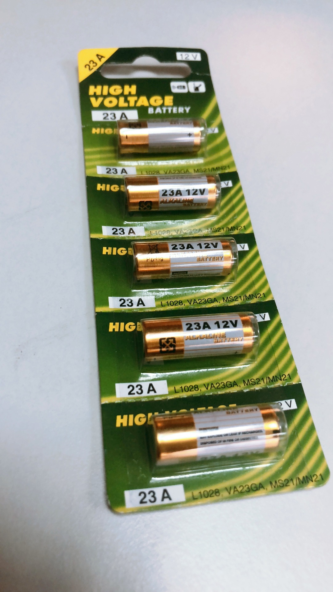 卡装23a12v遥控器防盗器电池 l1028门铃零售装电池 5粒一卡23a12v