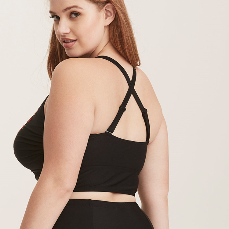 2019新款 欧美性感大码肥婆刺绣分体比基尼 加肥加大泳衣 泳装女