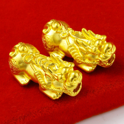 千影珠宝 黄金手链配件貔貅招财字3d硬999足金男女款硬金吊坠空心