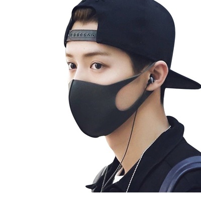 明星鹿晗同款口罩男女潮款个性韩版黑色骑车防尘透气可清洗易呼吸