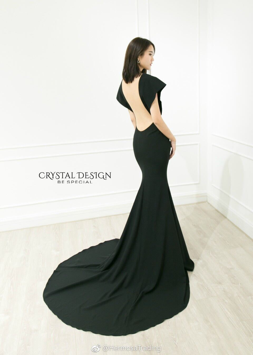 批发晚礼服长款高端定制鱼尾裙黑色性感礼服晚宴走秀演出服显瘦女