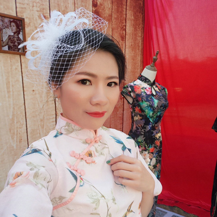 复古短发新娘头花羽毛夜上海旗袍面纱头饰网纱小礼帽晚宴礼服发饰