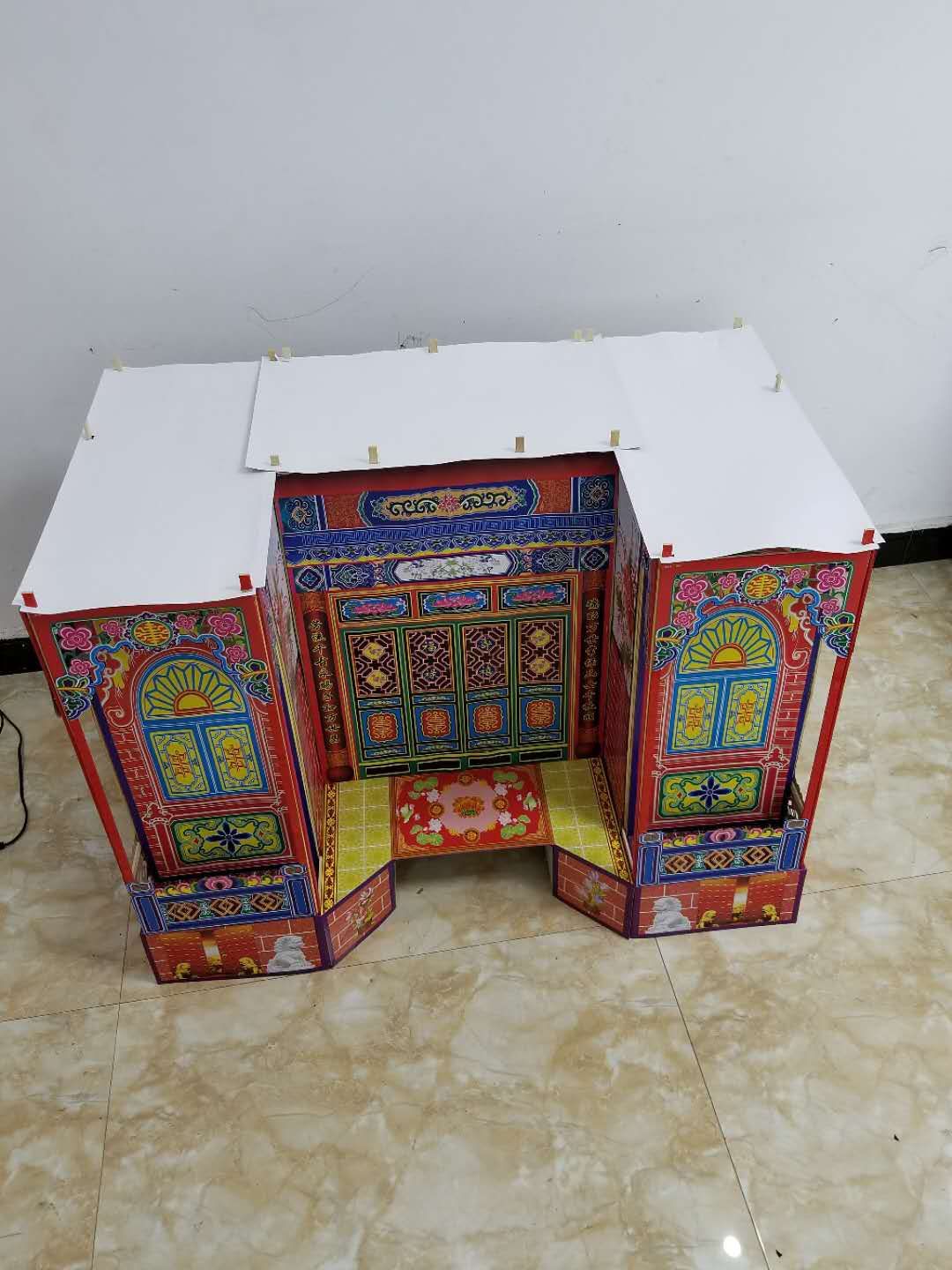 101型带院竹架速装灵房竹片灵屋冥房冥屋折叠别墅殡葬 祭祀用品