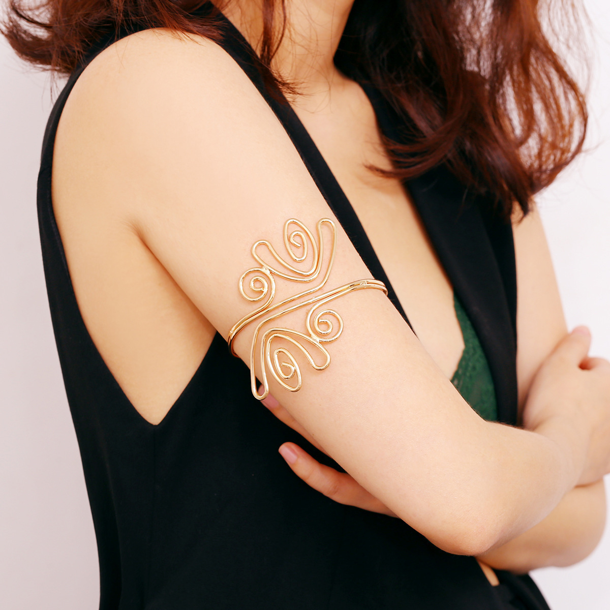 欧美 时尚个性夸张复古民族风几何开口臂镯臂环