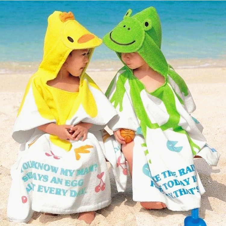 大码斗蓬儿童纯棉浴巾立体动物造型儿童卡通浴袍大童沙滩巾