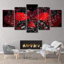跨境ebay 跨境5块温馨粉色红色心脏爱头骨白色号码抽象艺术画