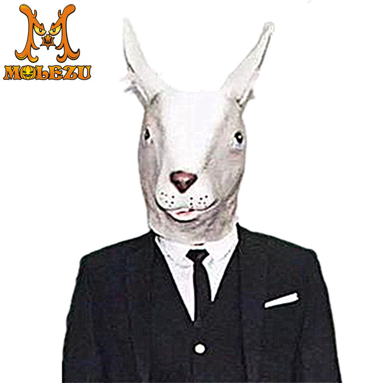 可爱兔头面具 长耳纹理灰兔子头套动物面具 婚纱摄影表演道具模特