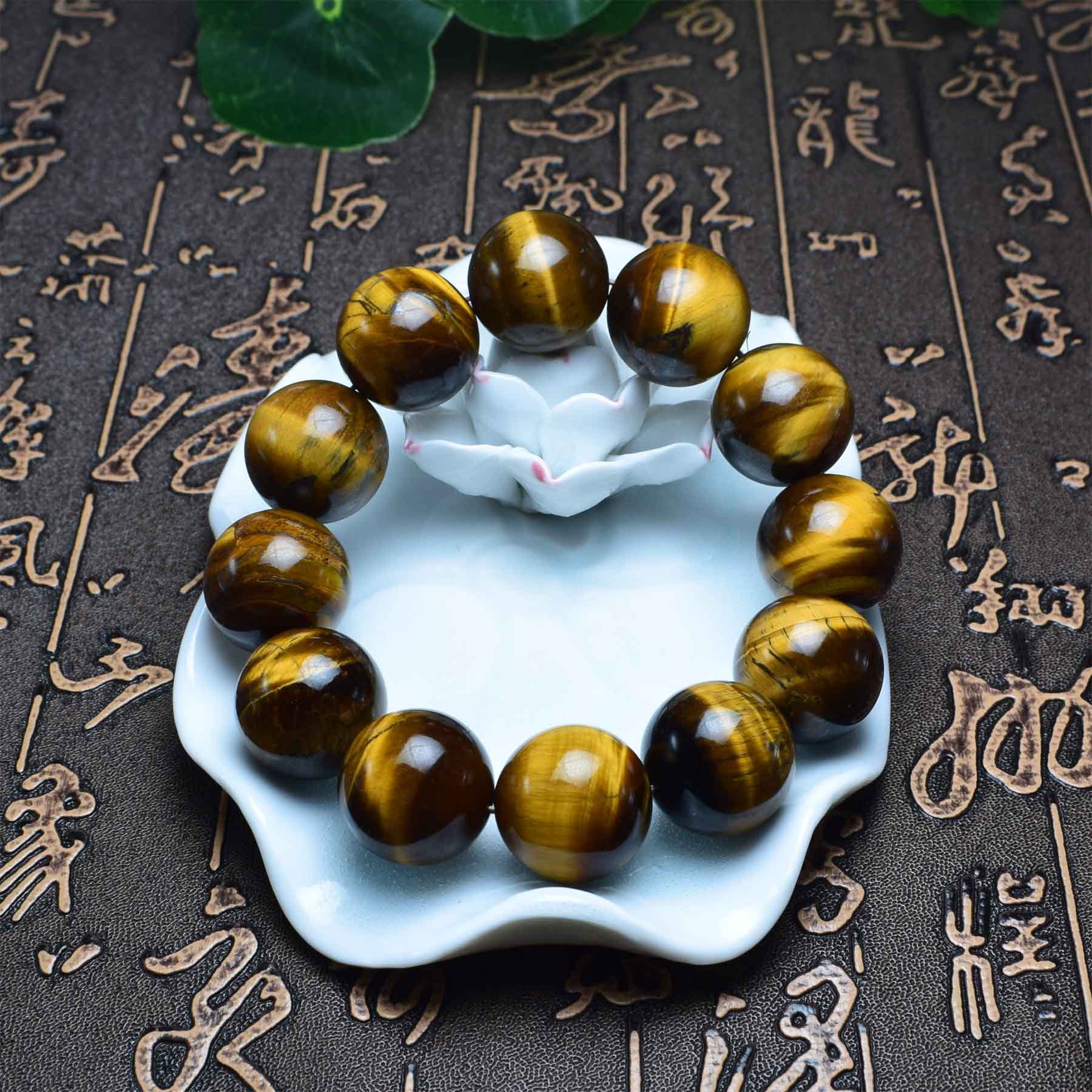 ab虎眼石批发 黄虎眼石手链手串单圈