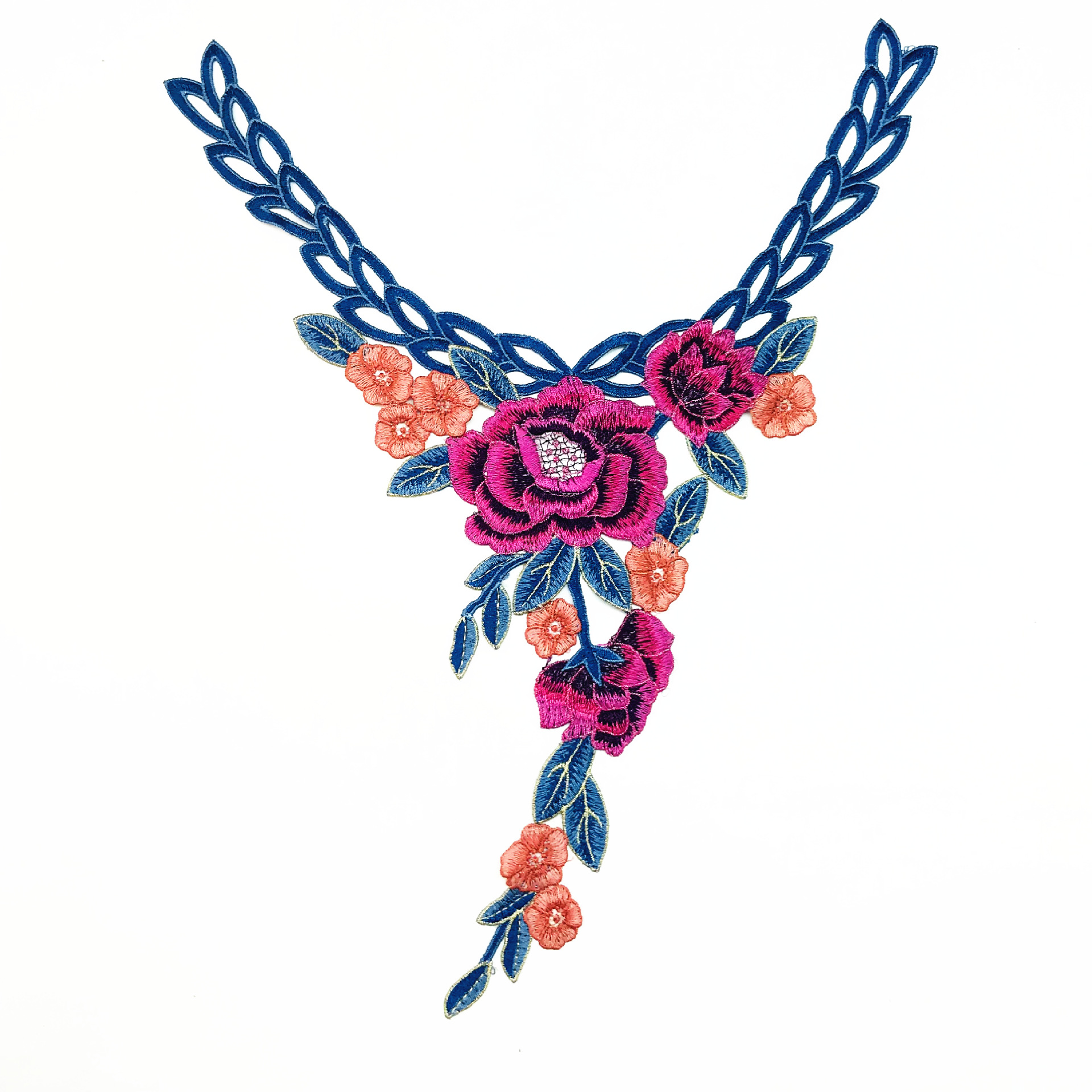 新款特价时尚刺绣衣领 复古彩色水溶电脑绣花领子 镂空刺绣辅料