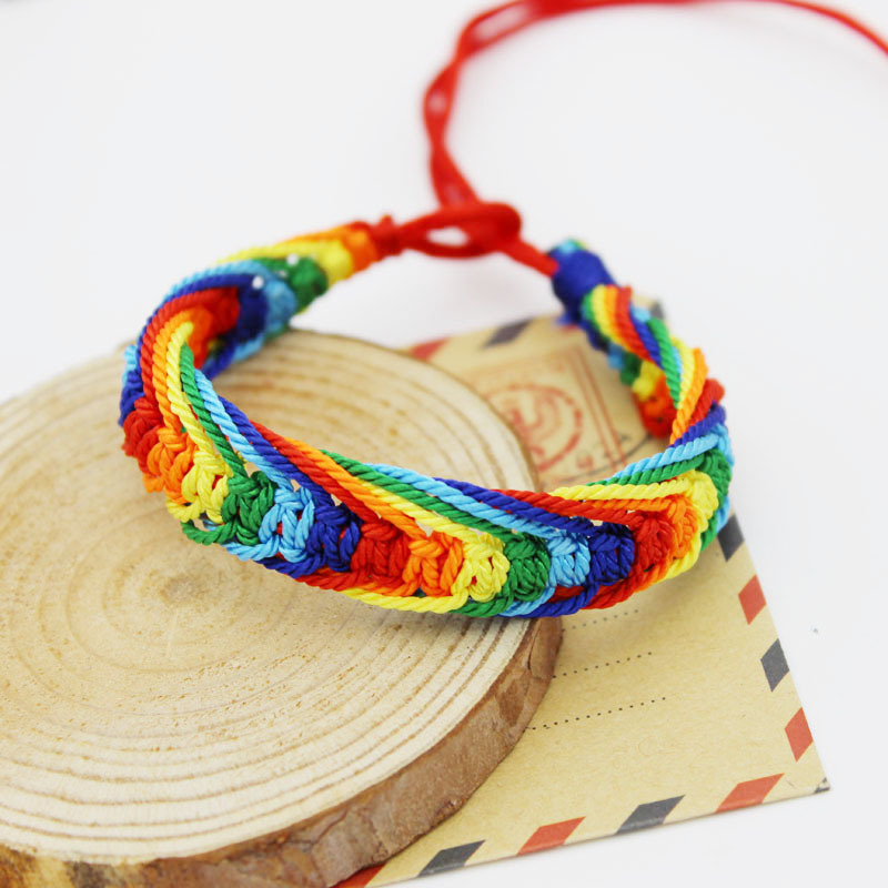 俏手坊藏式凤尾结五彩线手链手工编织民族风涤纶儿童五彩绳手环