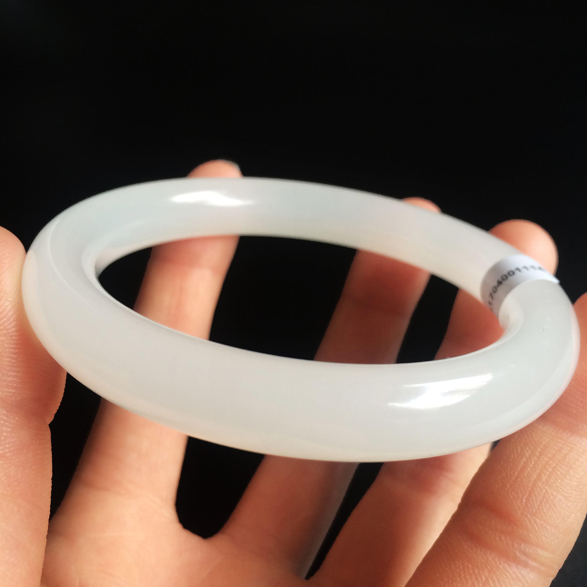 瑾玉坊羊脂级白玉圆条玉镯天然a货玉石昆仑白玉和田玉女款手