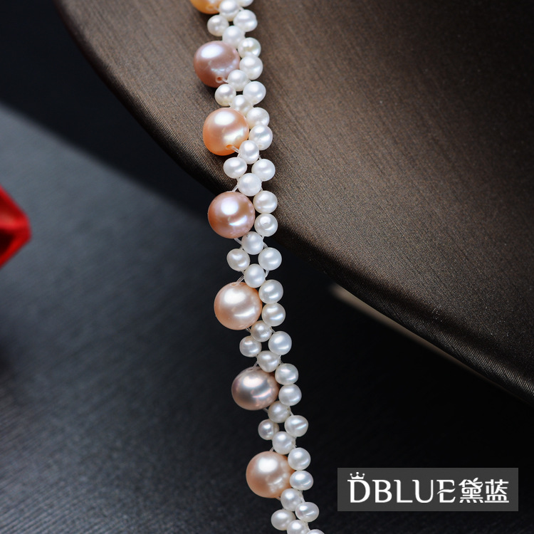 蒂莲珍珠 2018新款 花式编织珍珠项链 珍珠颈链 白色混彩 圆珠链