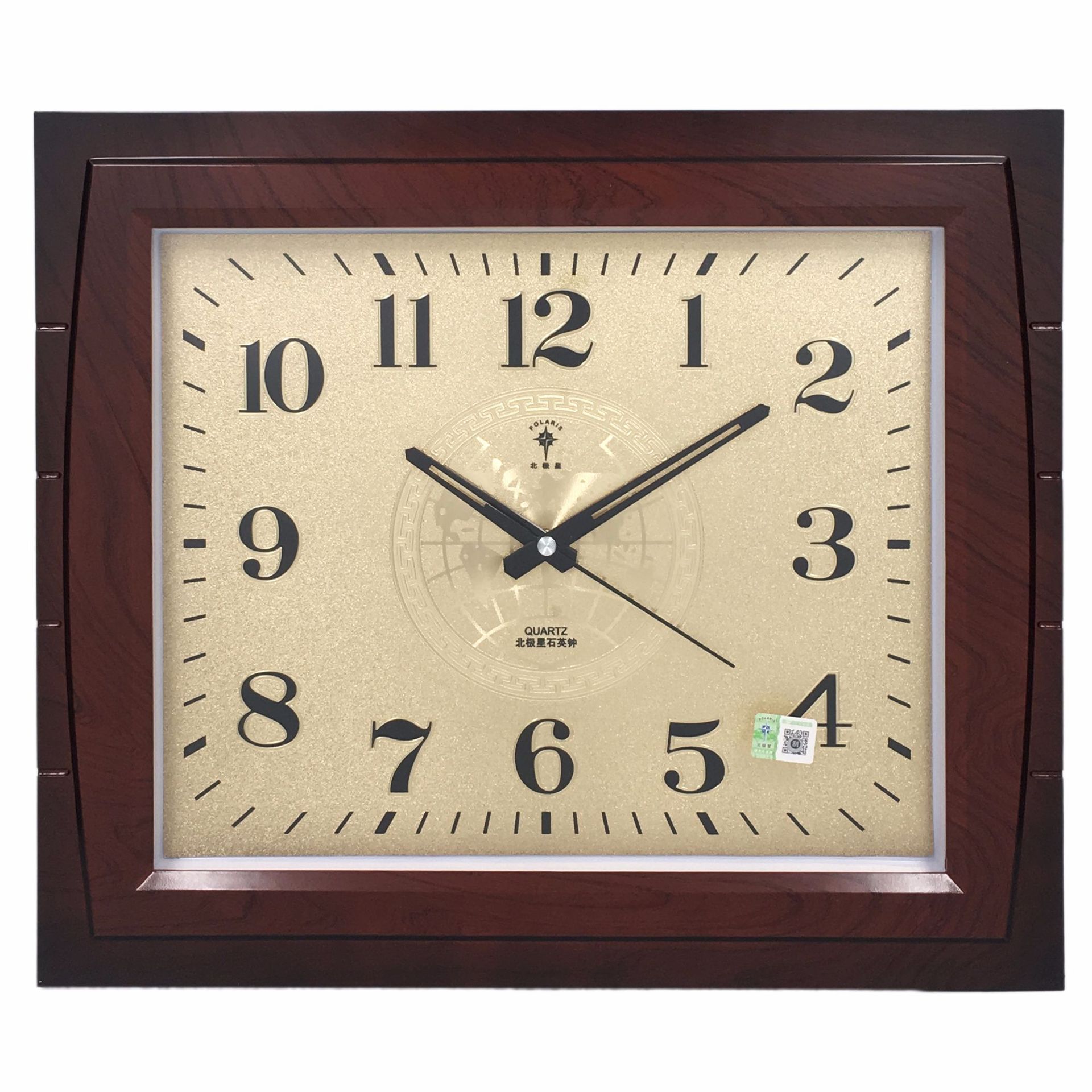 北极星2806 高36宽41cm 每箱12只 木纹边金面 方形田园钟