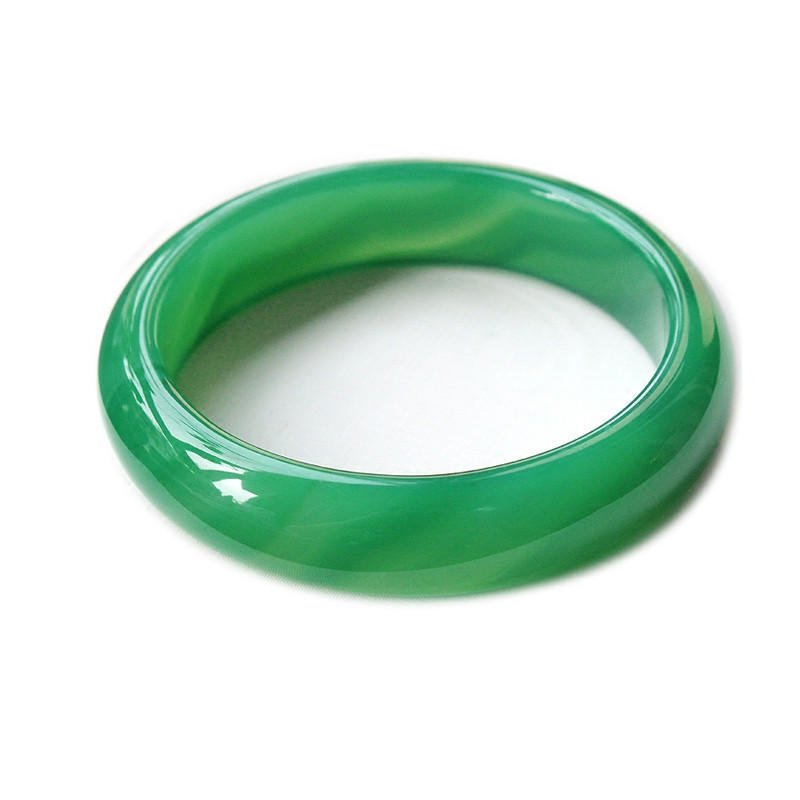 草绿色绿玛瑙手镯冰种玉髓碧玉色女款绿玉髓玉石玉镯批发