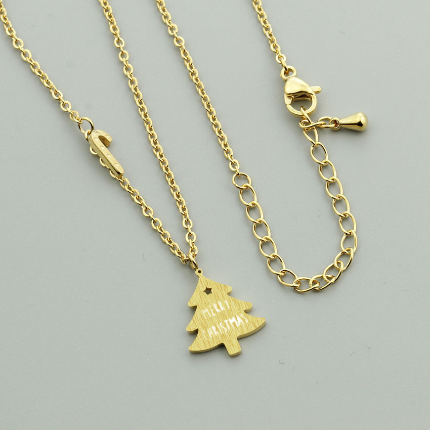 欧美畅销款圣诞节日专属定制圣诞树吊坠项链 刻字圣诞快乐可定制