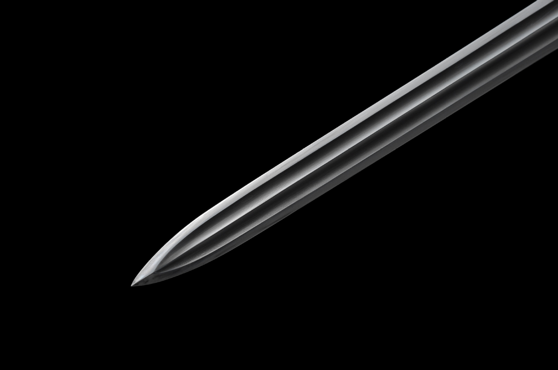 花纹钢草钢夹钢紫铜装黑檀全手工16道精磨鱼皮剑柄简装汉剑未开刃