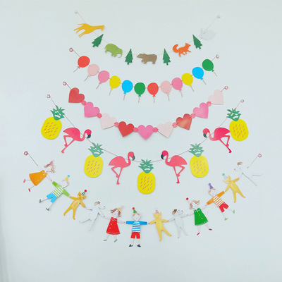 创意diy卡通吊旗 生日派对幼儿园商场店铺婚庆卡通吊旗