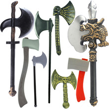 塑料斧头道具 儿童玩具 骷髅头斧 蛇头斧 龙头斧 消防斧 双面斧头