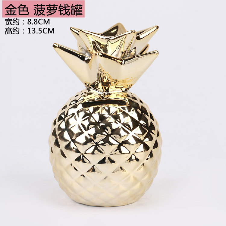 Nordic Ins Style Golden Pineapple Decoration Ceramic Pineapple Home Decorations Pineapple Shaped Coin Bank Crafts