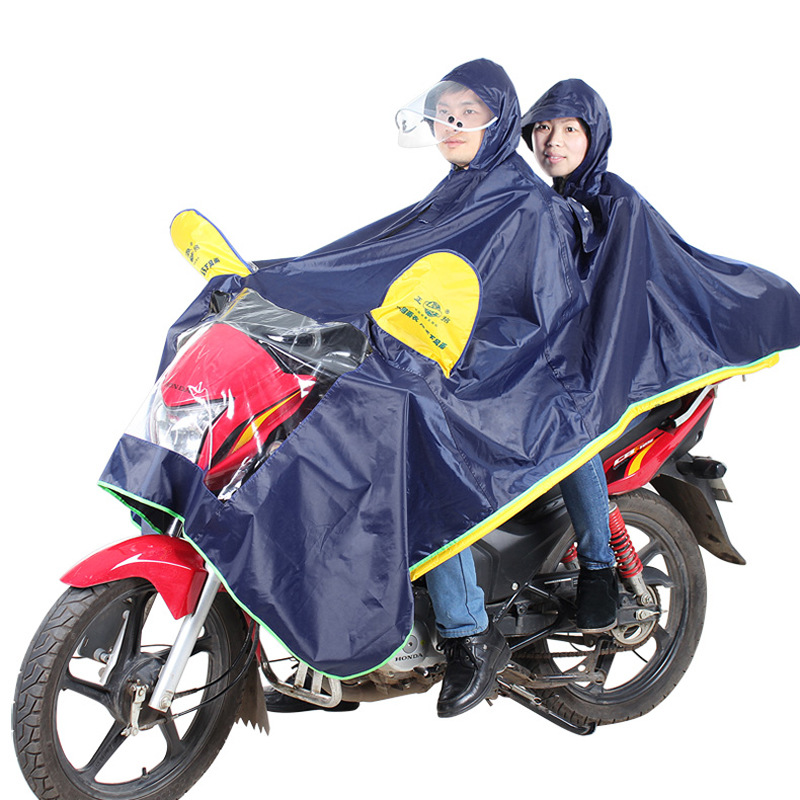 双人雨披户外骑行成人电动车摩托车雨衣牛津布大号加厚雨披