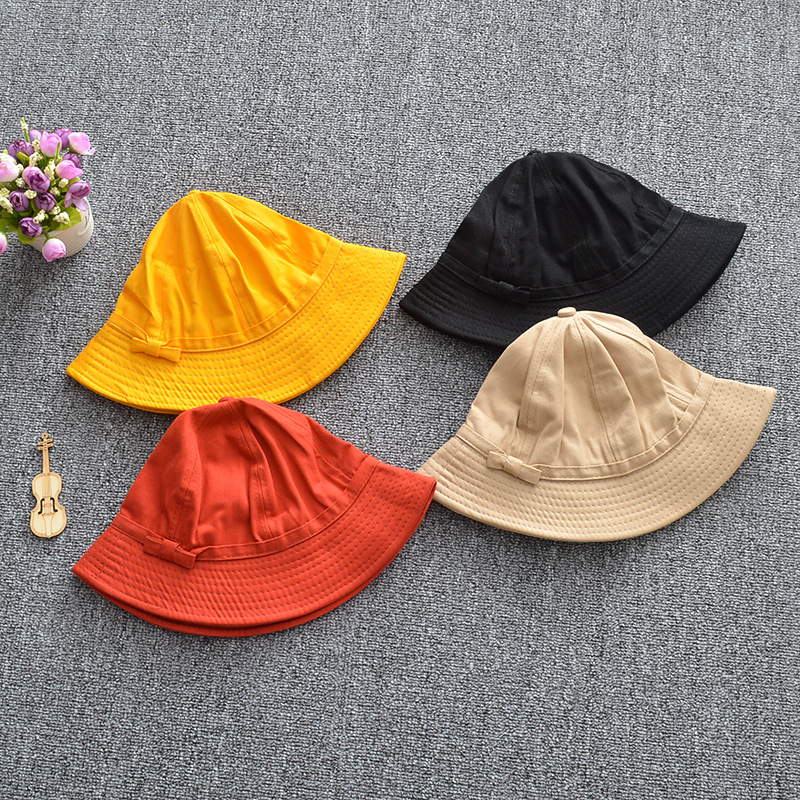 新款日系制服小黄帽 学生可爱圆圆帽子 小蝴蝶结纯色遮阳帽子