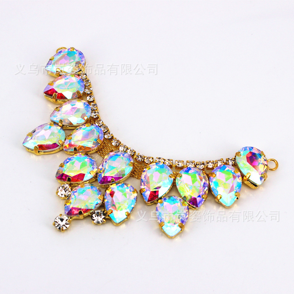 12*8. 5cmab Magic Color Glass Drill Flower Welding Bow Tie Rhinestone Clothing Flower DIY Wedding Dress Wedding Shoes Clothes Waist Decorations