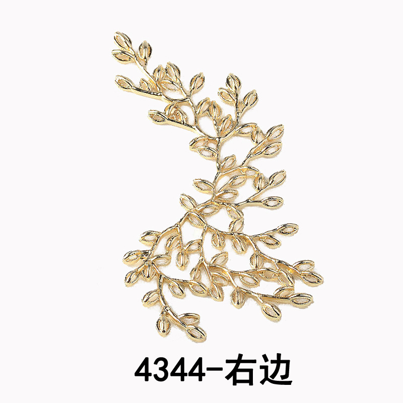 Electroplating Big Flower Big Branch Leaf Bag Bridal Headdress Alloy Accessories DIY Ornament 4344-6431