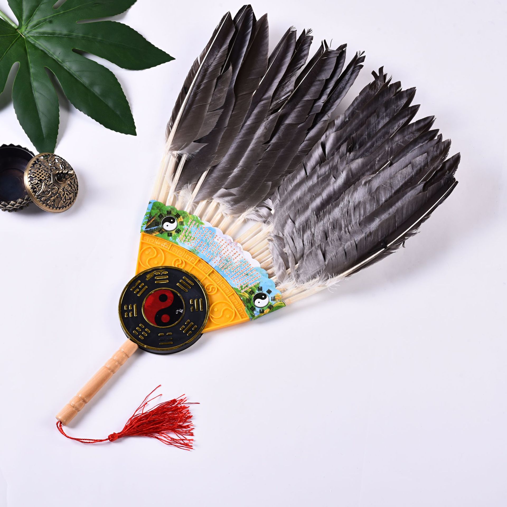 旅游工艺品批发 工艺扇 竹木工艺品带福字孔明扇 诸葛亮道具扇子