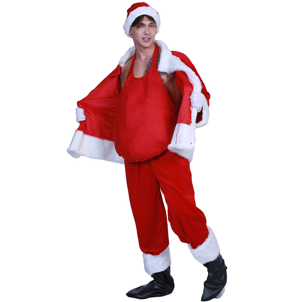 Factory in Stock Christmas Stage Makeup Performance Accessories Clothing Men and Women Santa Claus Fake Belly Dress up Props