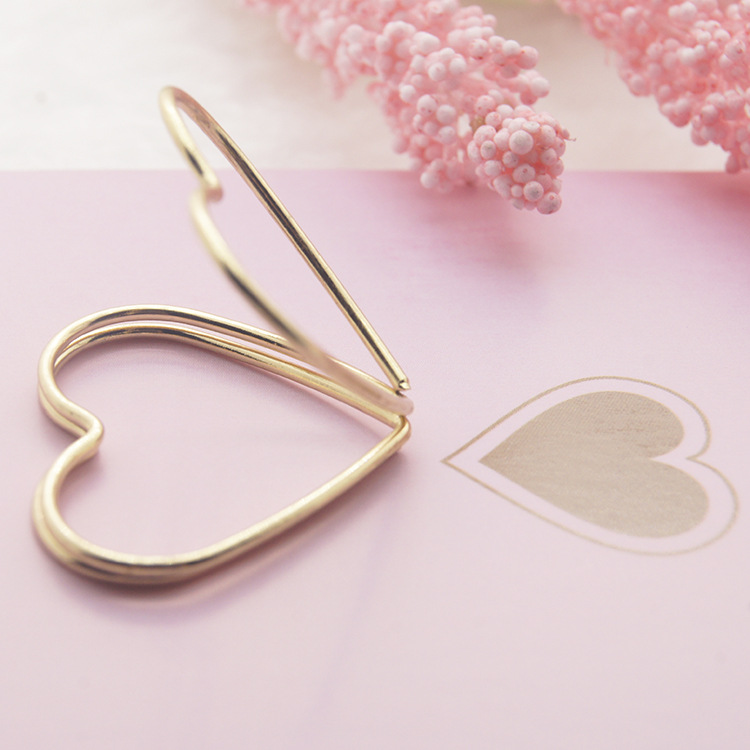 意之美新品双层叠加创意爱心回形针 电镀金色潮流元素心形曲别针