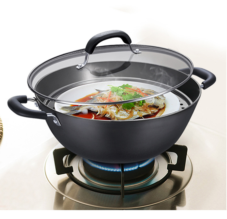 苏泊尔双耳炒锅36cm深型铸铁炒锅燃气电磁炉通用fc36y1