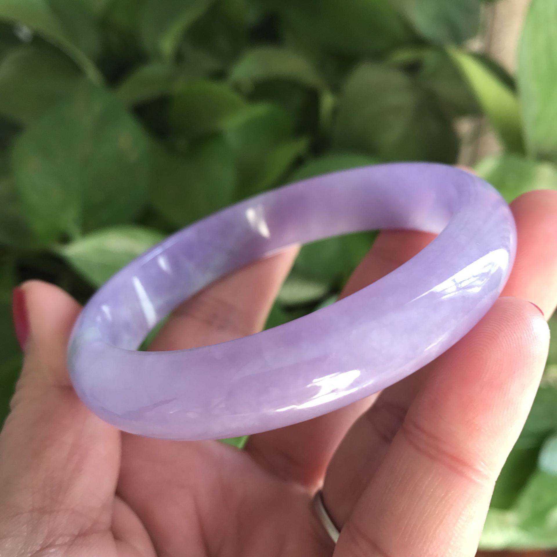 翡翠紫罗兰手镯 缅甸玉石翡翠冰糯种紫罗兰玉手环女款饰品
