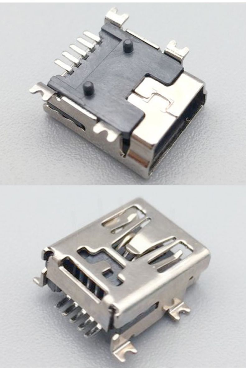 贴片插座_usb母座mini5p铁壳铜壳smt贴片miniusb迷你b