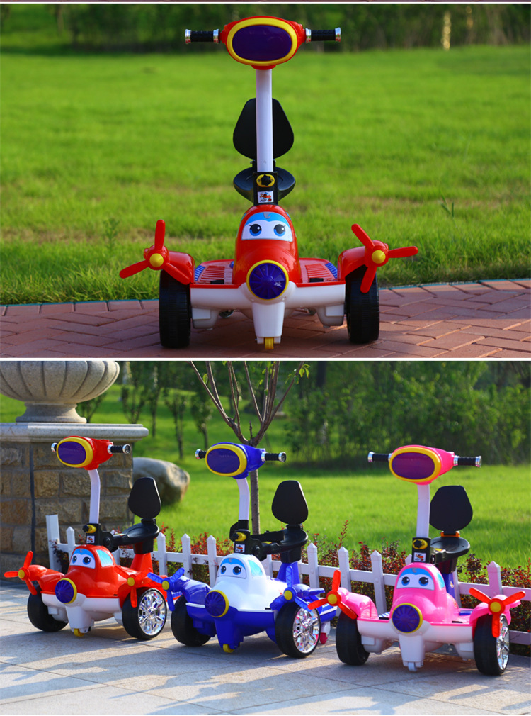 新款小飞侠电动车 超级飞侠平衡车 儿童可坐带早教四轮汽车可代发