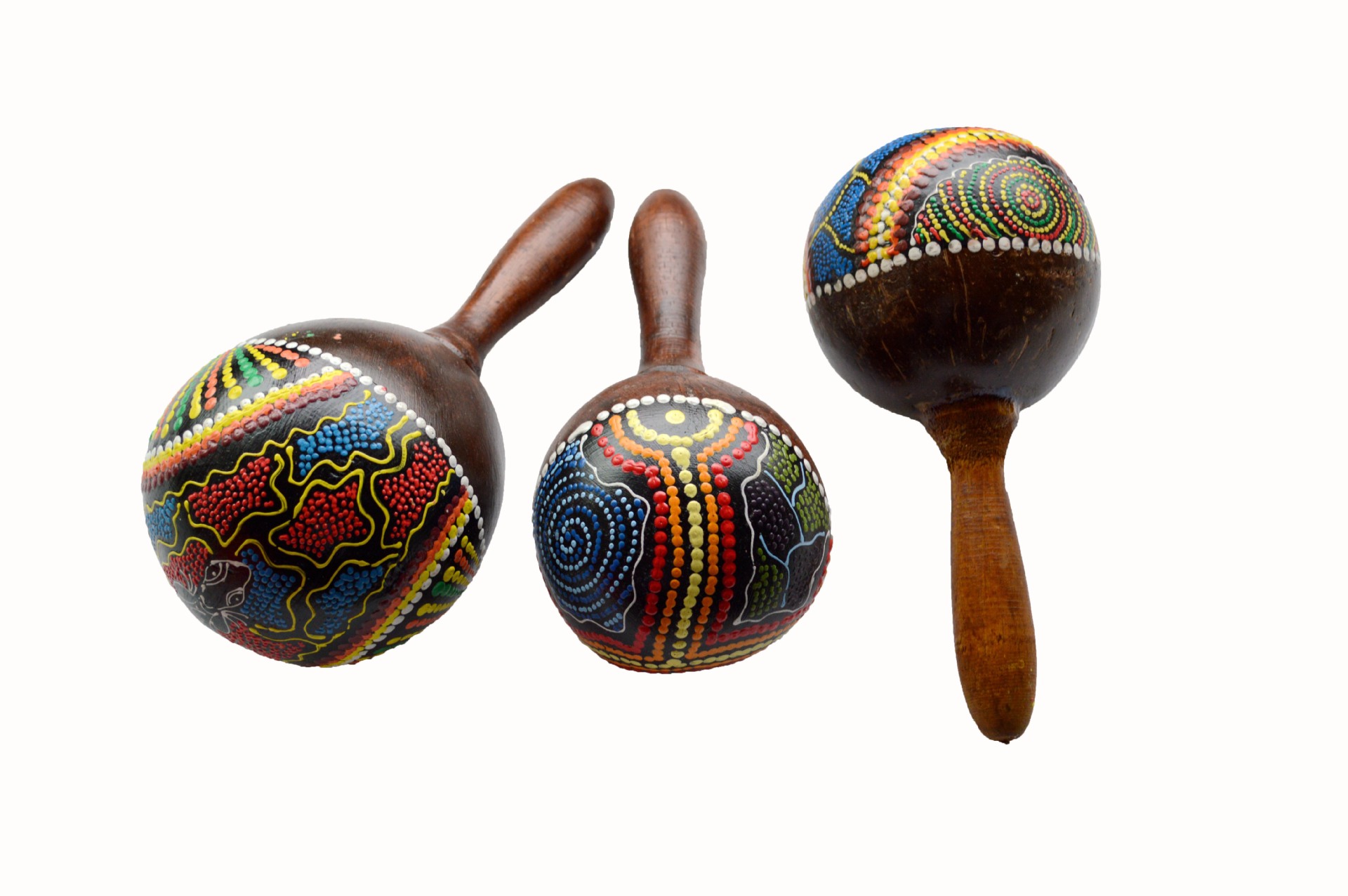 打击乐器沙锤 印尼进口 彩绘工艺椰壳手工点彩彩绘沙锤乐器