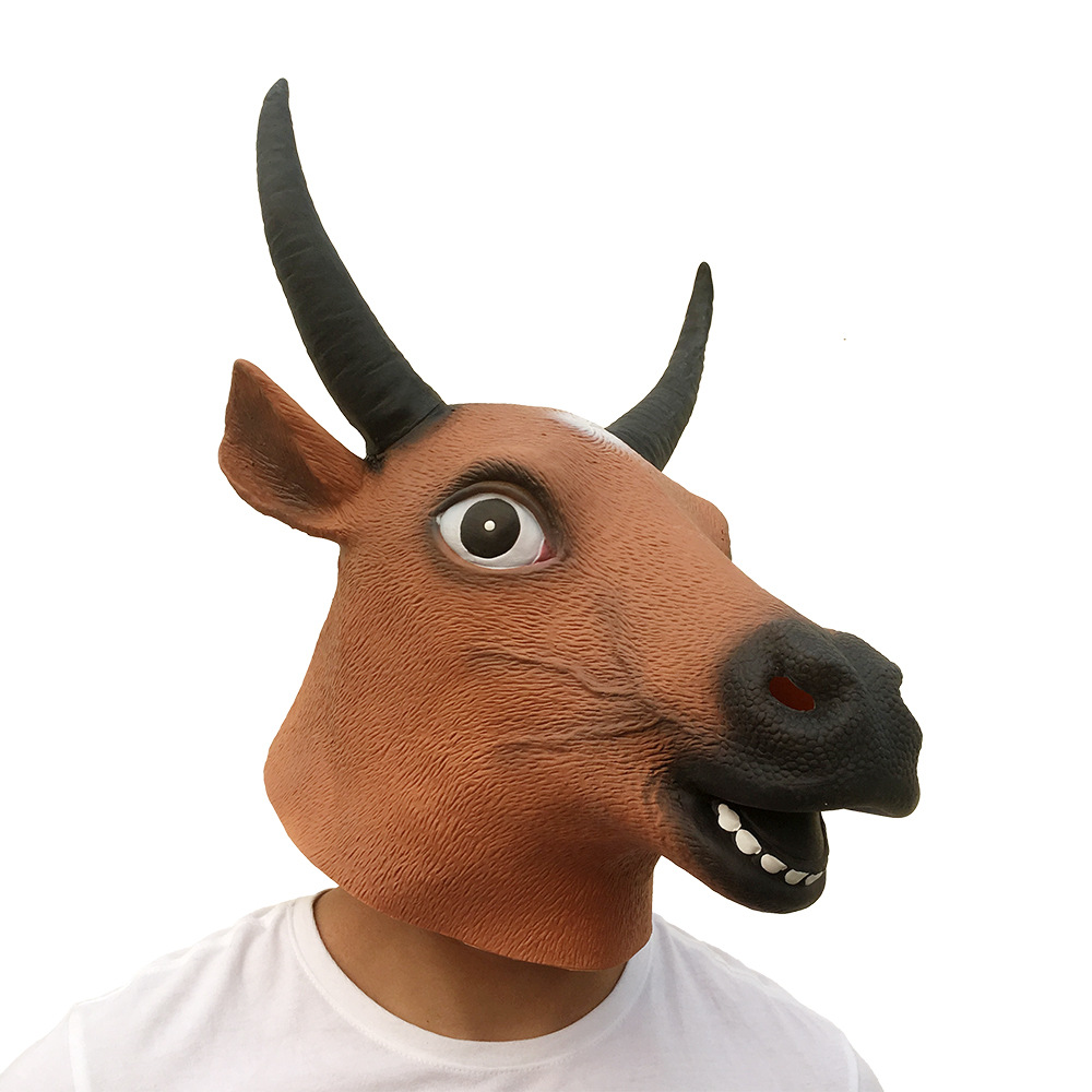 厂家源头 乳胶面具牛头动物头套 儿童动漫卡通牛魔王头饰道具批发