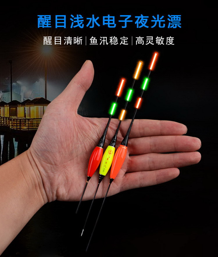 厂家直销浅水电子漂3目亮小型夜光漂无影夜钓鲫鱼漂电子浮标渔具