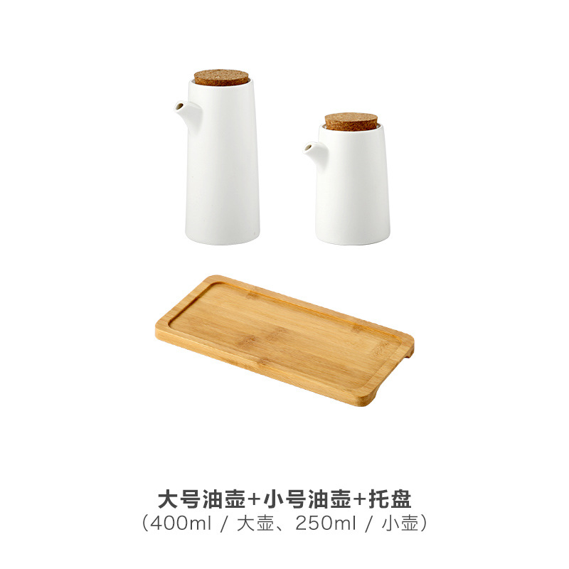 Japanese-Style Household Ceramic Spice Jars Seasoning Box Oil Bottle Vinegar Pot Sauce Boat Storage Seasoning Can Multi-Combination Set