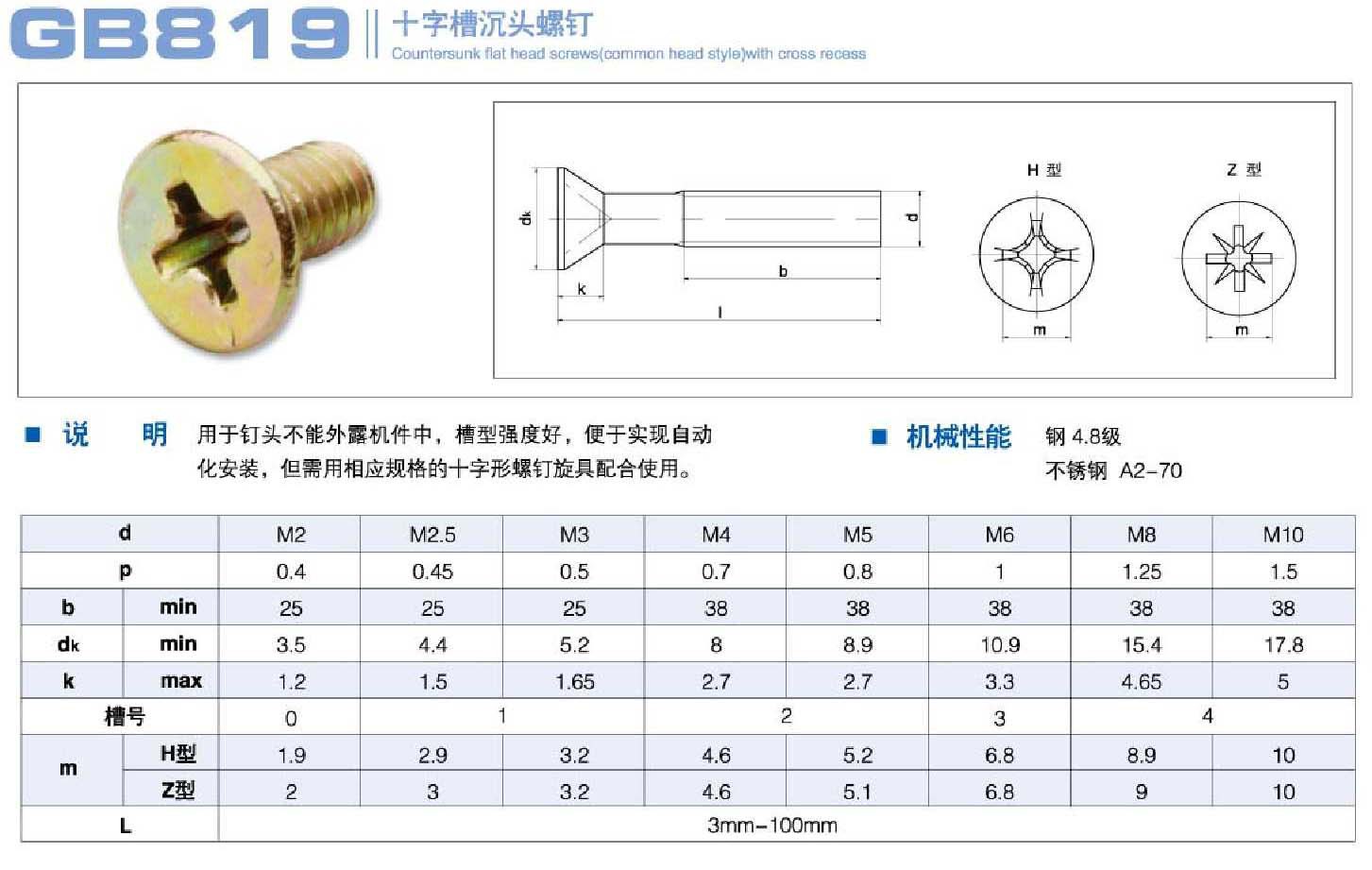 平机螺丝m6*8/10/12/16/20--50 gb819 沉头十字螺丝 平头螺丝