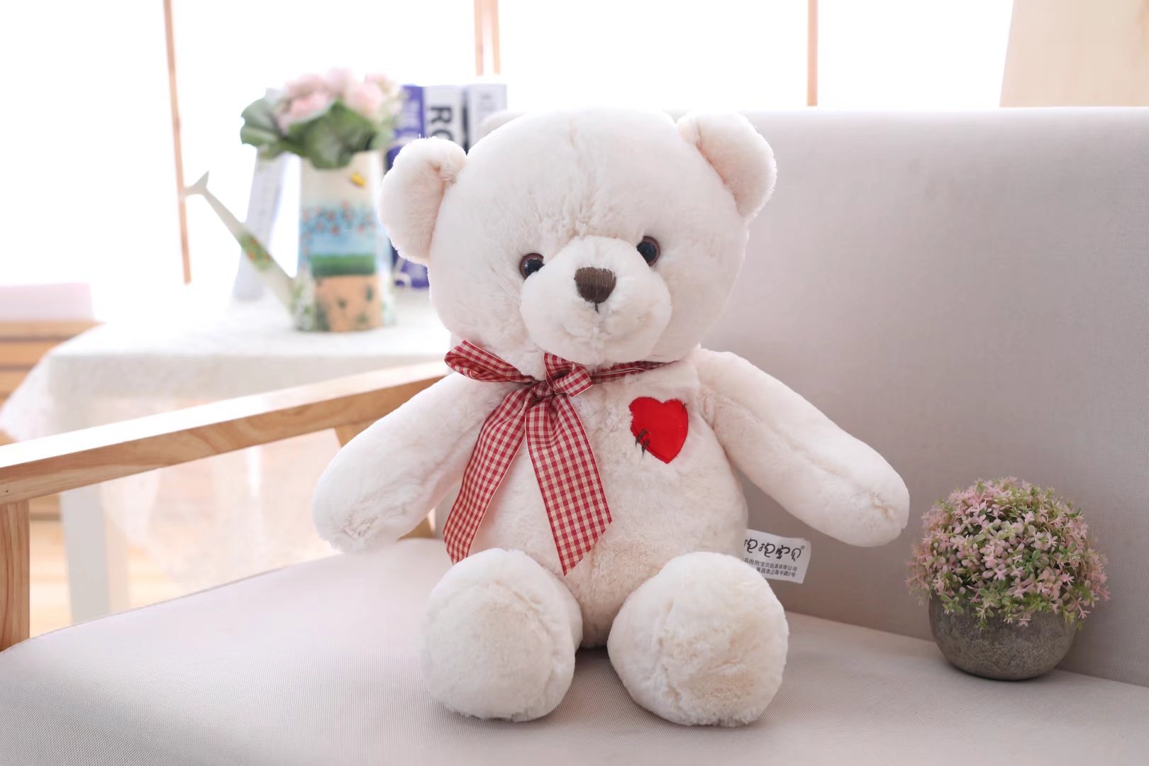 批发可爱贝丽熊公仔毛绒玩具丝带爱心熊泰迪熊娃娃情人节礼物