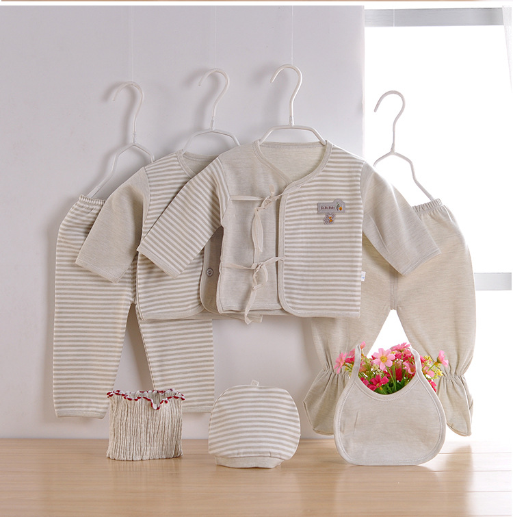 40 Combed Cotton Newborn Gift Box Four Seasons 7-Piece Clothes Baby Underclothes Supplies Color Cotton Seven Piece Set