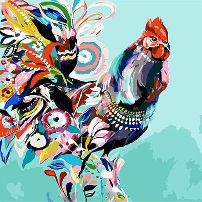 厂家直销 diy数字油画 批发手绘客厅卡通动漫装饰画 彩绘鸡
