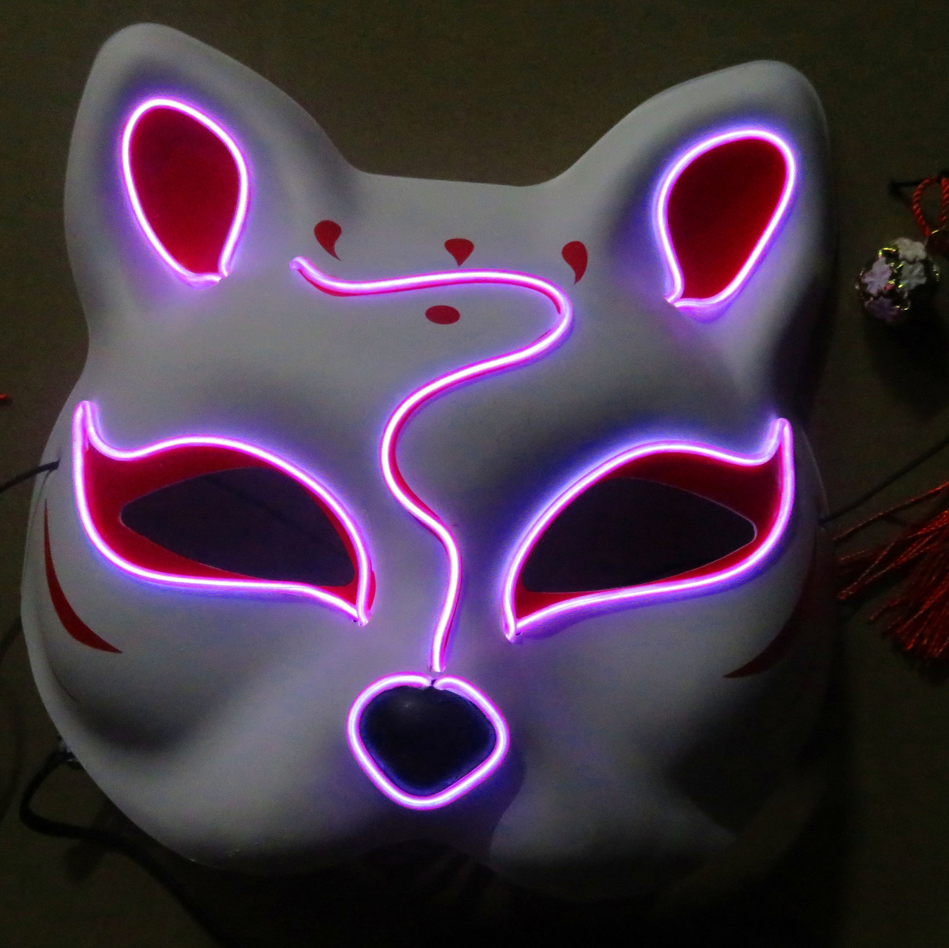 跨境亚马逊和风日式半脸猫发光面具动漫狐狸暗部 猫咪cosplay舞会