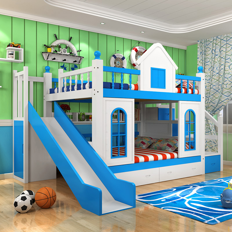 厂家直销 实木儿童高低床 双层子母床 带梯柜滑梯 可定制多种规格