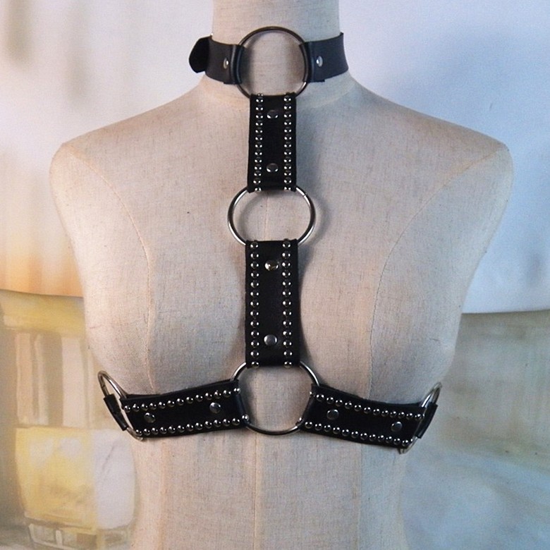 欧美原创punk霸气男女士宽颈部项圈束缚腰带一体休闲饰品潮流皮带