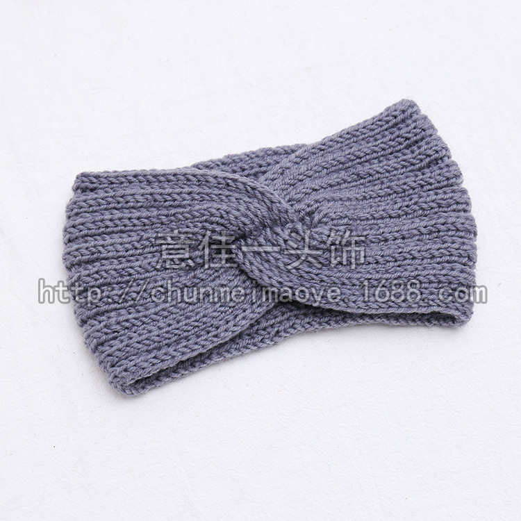 Factory Direct Wool Hair Band Front Cross Women's Fashion Hair Band Autumn and Winter Headband Knitted Hair Band out Hair Band