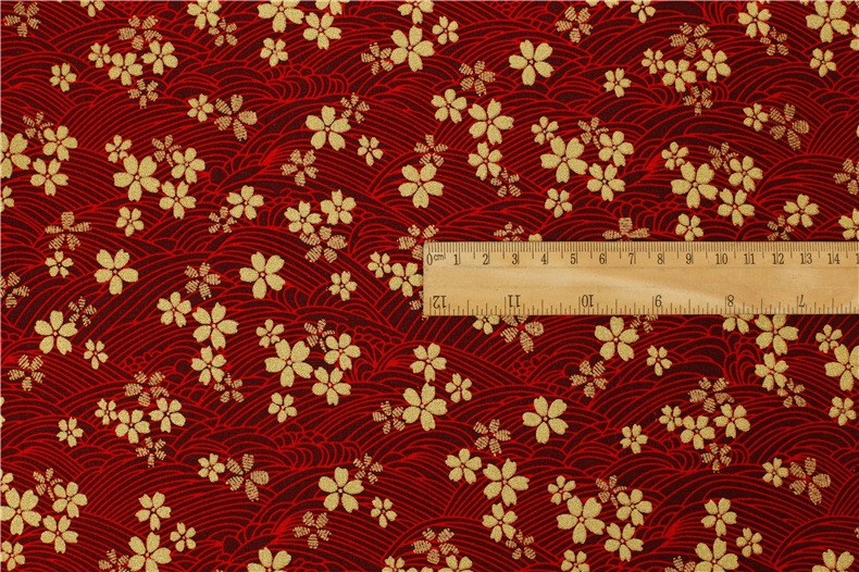 日系和风樱花面料 纯棉金粉印花布 和服包裹布便当包装布玩具