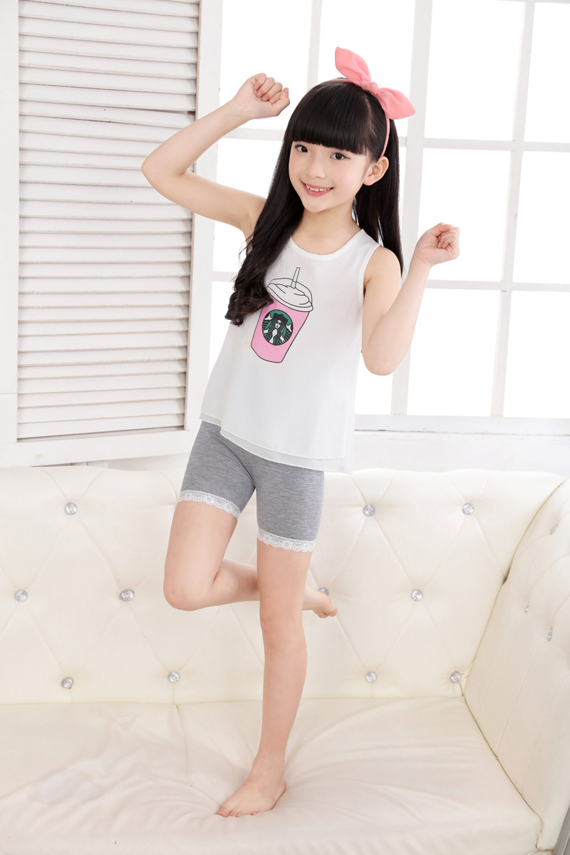 女童安全裤防走光莫代尔三分裤平角儿童蕾丝边打底裤夏季短裤批发