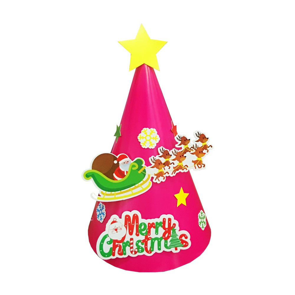 diy圣诞帽纸质粘贴画幼儿园圣诞节活动道具礼物帽手工制作材料包