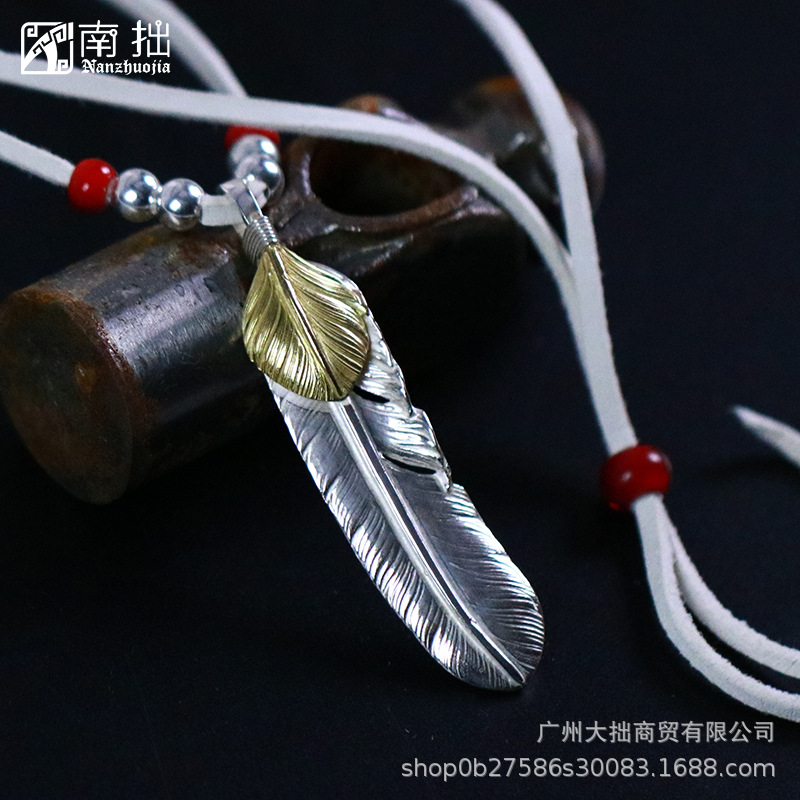 南拙手工高桥吾郎goros上金羽毛项链925纯银男女日潮goros银饰